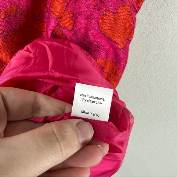 Hutch Hot Pink Orange Floral High Neck Peplum Hem Dress Size 4 - Picture 5 of 5